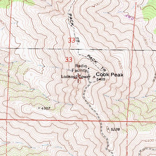 Topographic Map of Cook Peak, CA