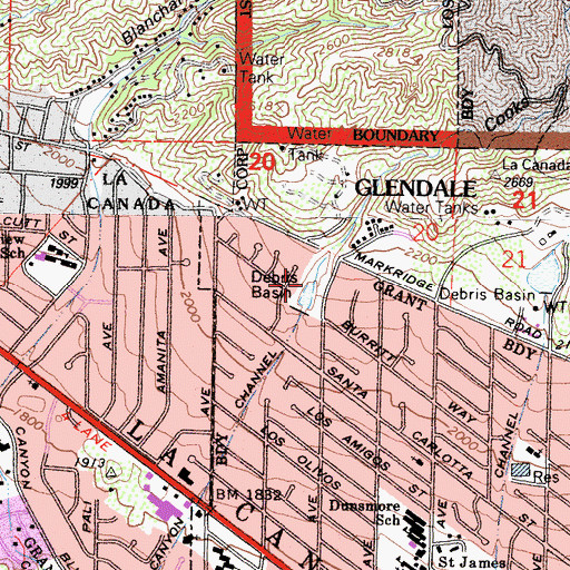 Topographic Map of Cooks Canyon, CA