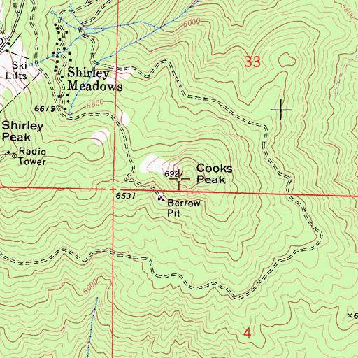 Topographic Map of Cooks Peak, CA