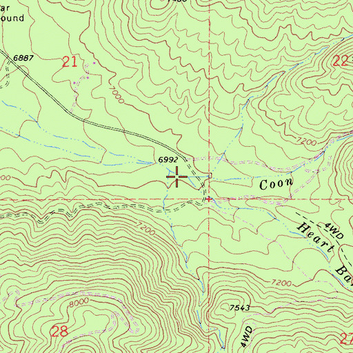 Topographic Map of Coon Creek, CA