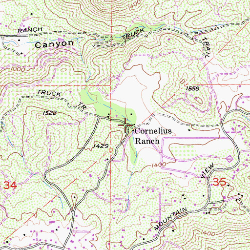 Topographic Map of Cornelius Ranch, CA