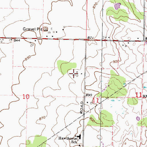 Topographic Map of Deneen Farms, IL
