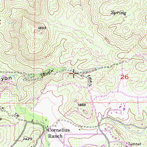 Topographic Map of Cornelius Ranch Truck Trail, CA