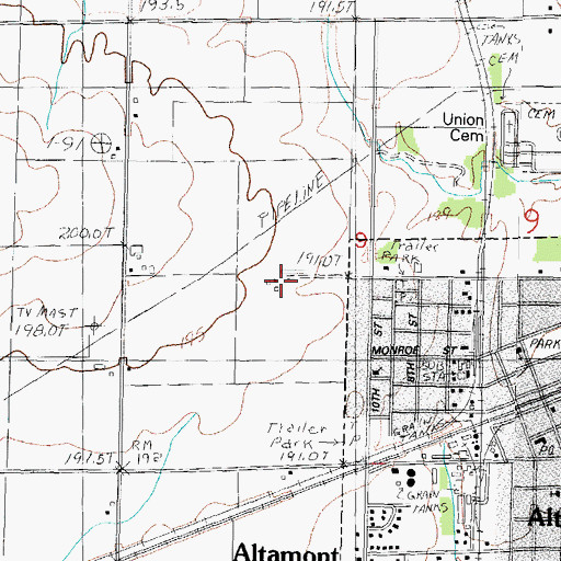 Topographic Map of Moll Farms, IL