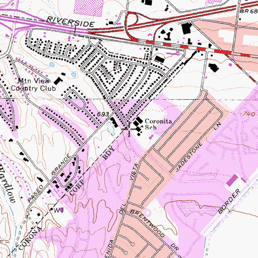 Topographic Map of Coronita Elementary School, CA