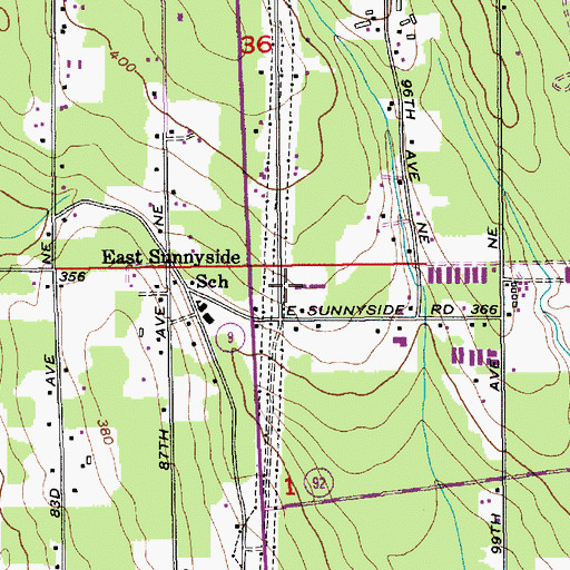 Topographic Map of Amberson Farms, WA