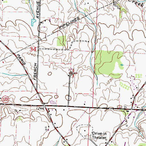 Topographic Map of Chosen Acres, OH