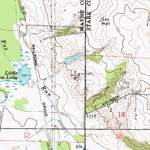 Topographic Map of Slicker Farms, OH