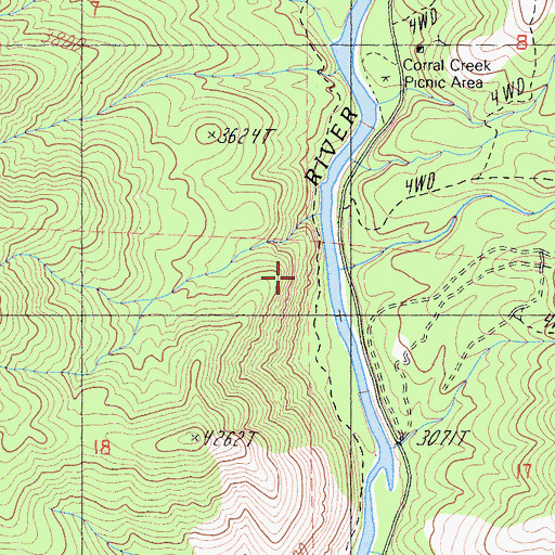 Topographic Map of Corral Creek, CA