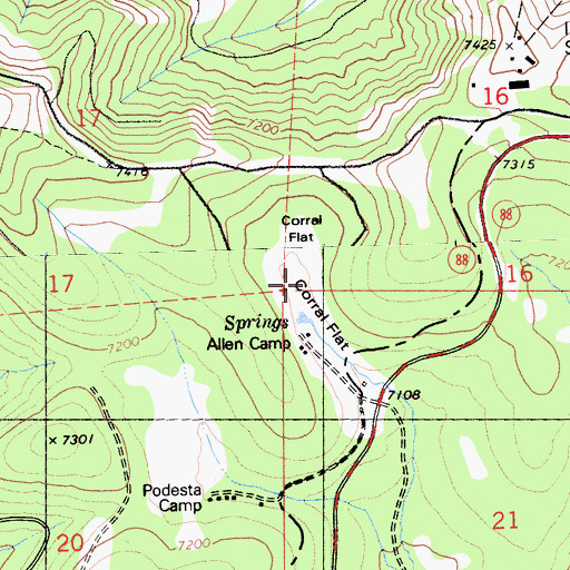 Topographic Map of Corral Flat, CA