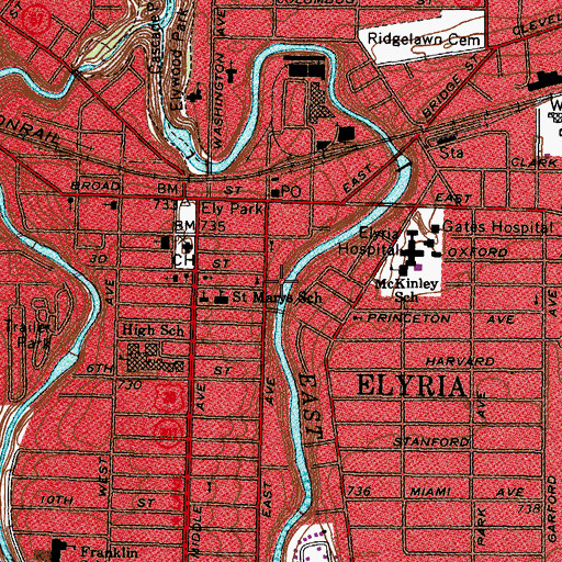 Topographic Map of Riverview Plaza, OH
