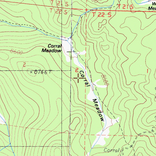 Topographic Map of Corral Meadow, CA