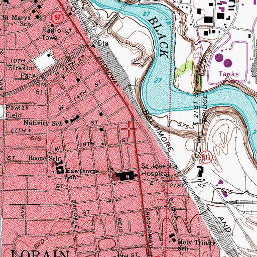 Topographic Map of John F Kennedy Plaza, OH