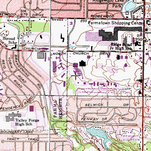 Topographic Map of Parmatown Towers, OH