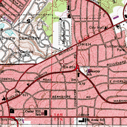 Topographic Map of Musician Towers, OH