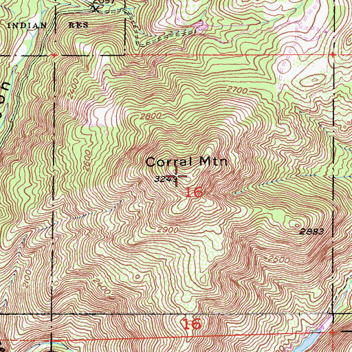 Topographic Map of Corral Mountain, CA