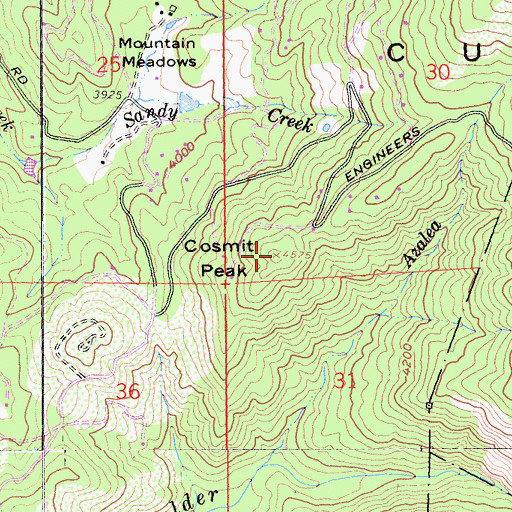 Topographic Map of Cosmit Peak, CA