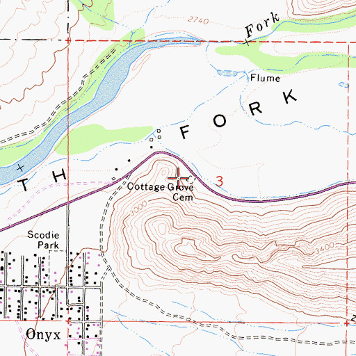 Topographic Map of Cottage Grove Cemetery, CA