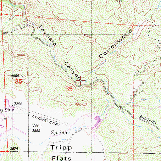 Topographic Map of Cottonwood Canyon, CA