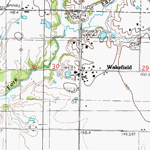 Topographic Map of Wakefield Mill Elevator, IL