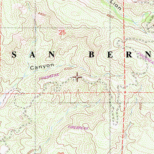 Topographic Map of Cottonwood Fire Break, CA