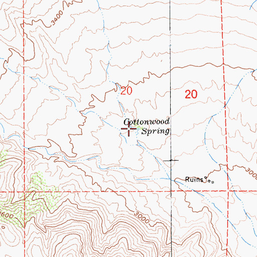 Topographic Map of Cottonwood Spring, CA