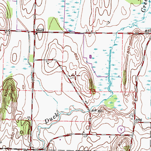 Topographic Map of Hickory Oaks Farm, WI