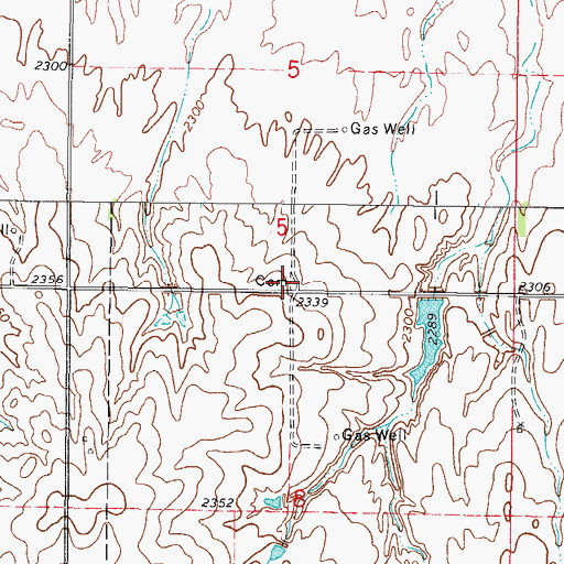 Topographic Map of Highland Chapel Cemetery, OK