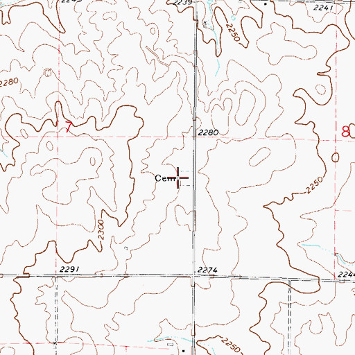 Topographic Map of Highland Cemetery, OK