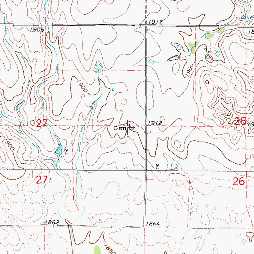 Topographic Map of Otter Creek Cemetery, OK