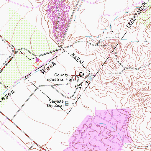 Topographic Map of County Industrial Farm, CA