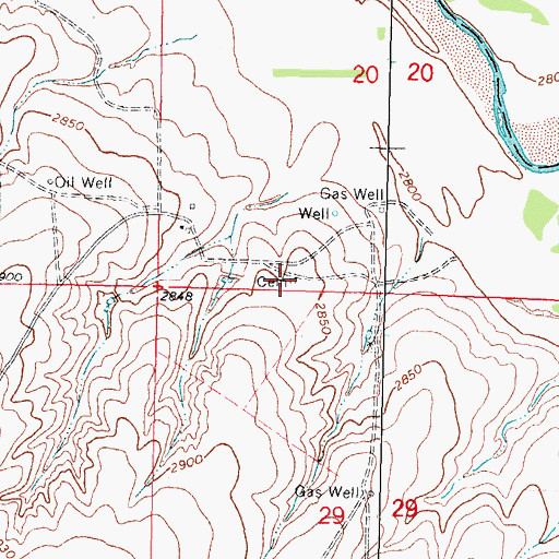 Topographic Map of Keen Cemetery, OK