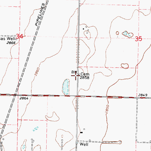 Topographic Map of Krimmer Mennonite Cemetery, OK
