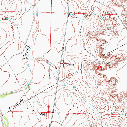 Topographic Map of Roy Cemetery, OK