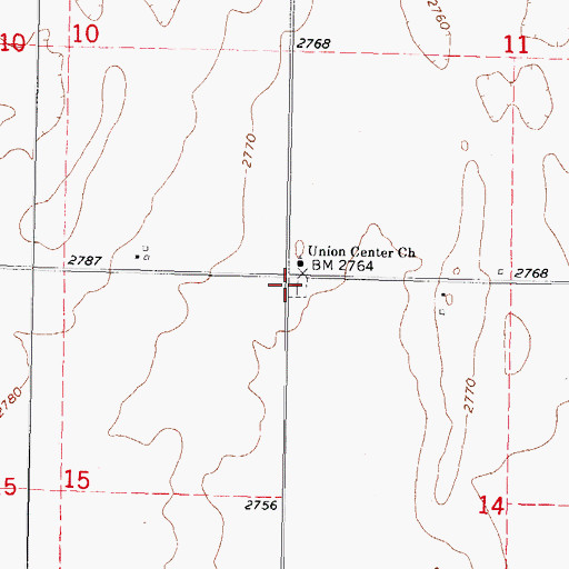 Topographic Map of Union Center Cemetery, OK