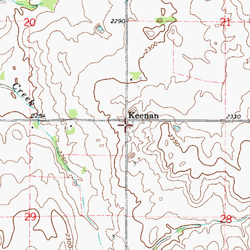 Topographic Map of Keenan Cemetery, OK