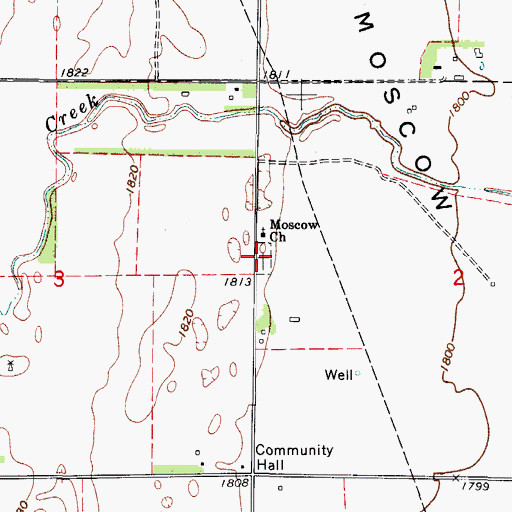 Topographic Map of Moscow Cemetery, OK