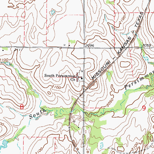 Topographic Map of South Persimmon Cemetery, OK