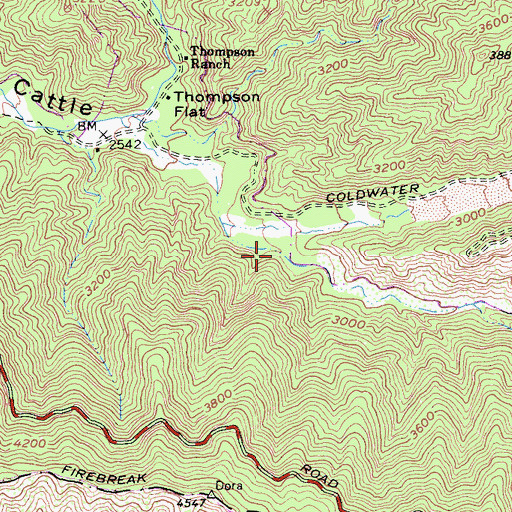 Topographic Map of Cow Canyon, CA