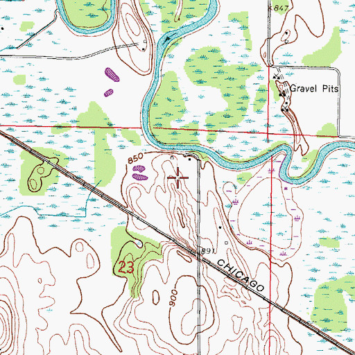 Topographic Map of Glacier Rock Farms, WI
