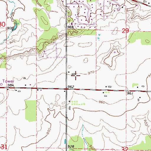 Topographic Map of Groth Farms, WI