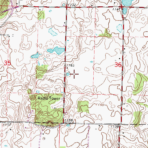 Topographic Map of Highland Acres, WI