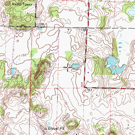 Topographic Map of Ehmke Farms, WI