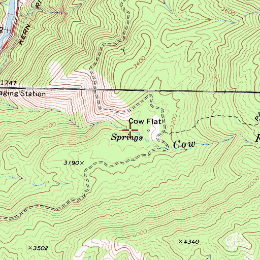Topographic Map of Cow Flat, CA