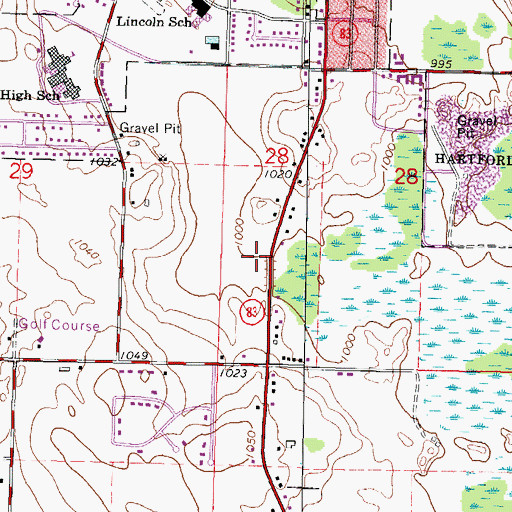 Topographic Map of Hartford Animal Clinic, WI