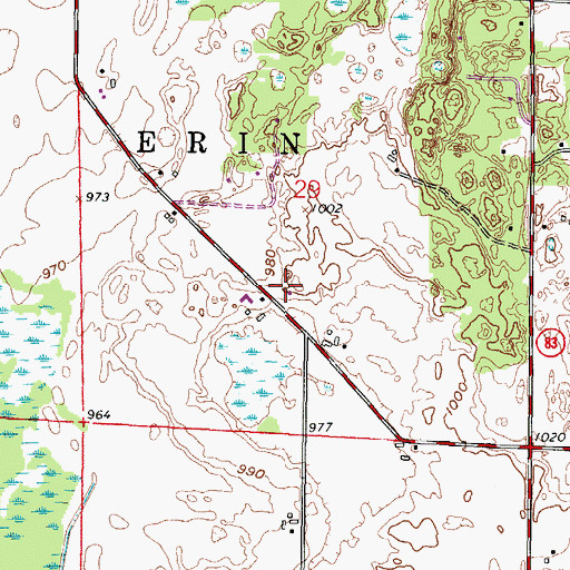 Topographic Map of Stone Ridge Farms, WI