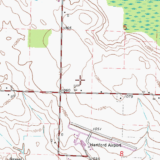 Topographic Map of Uebele Farms, WI