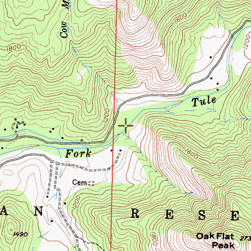Topographic Map of Cow Mountain Creek, CA