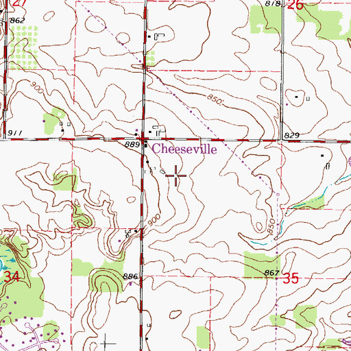 Topographic Map of Cheeseville Dairy, WI