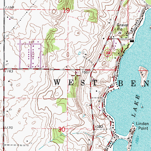 Topographic Map of Kedinger Farms, WI